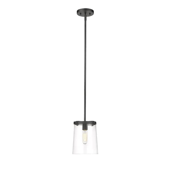 Callista 1 Light Mini Pendant, Matte Black & Clear